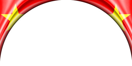 Vietnam flag. 3D illustration with white background space for text or image. Semi-circular space.の写真素材