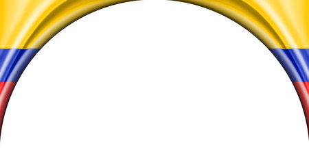 abstract illustration. Colombia flag 2 side. white background space for text or images. Semi-circular space.の写真素材