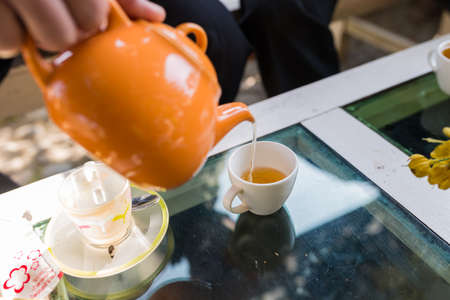 my holiday with green teaの写真素材