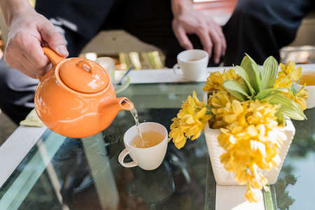 my holiday with green teaの写真素材