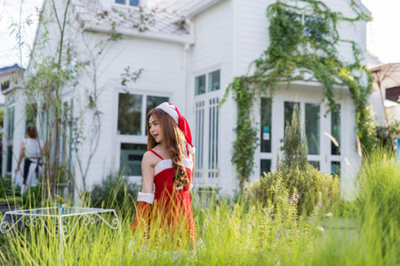 This year she say happy new yearsの写真素材