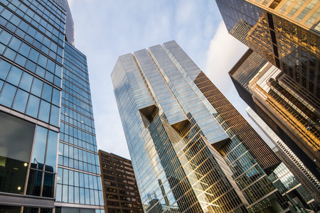Toronto city glassed urban skyscrapers; urban skyline; business center of big city