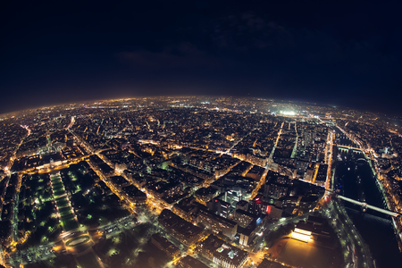 amazing night view from french eiffel tower; beautiful skyline of night parisの写真素材