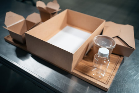 set of food boxes and cardboard containers for delivery