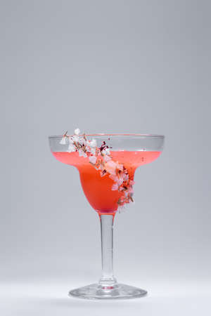 hemingway daiquiri cocktail drink with grapefruit in glass on white backgroundの写真素材
