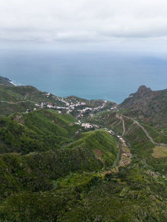 beautiful green Anaga rural national park and mountains, Tenerife, Canary islandsの写真素材