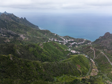 beautiful green Anaga rural national park and mountains, Tenerife, Canary islandsの写真素材