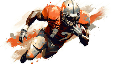 colorful illustration on american football or rugby player in helmet running, sport banner, generative AIの素材