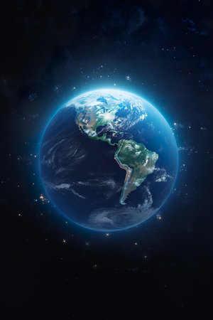 planet Earth globe, view from open spaceの素材