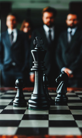 corporate business team competition and strategy concept, industrial espionage and business wars concept, businessman people playing chess tactics. High quality photoの素材