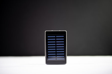 mobile power bank on black background, mobile powerbank chargerの写真素材