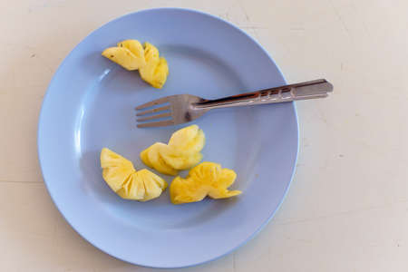 pineapple on dishの写真素材