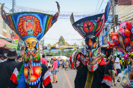 Loei, Thailand - June 28 2014 Phi ta khon festivalのeditorial素材