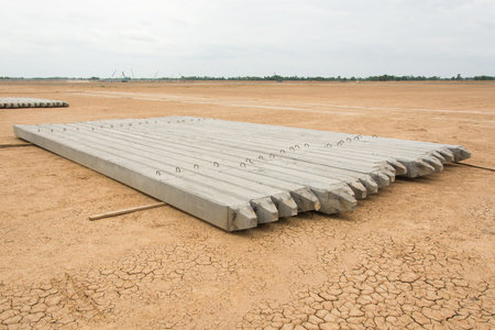 Concrete pile in construction siteの写真素材