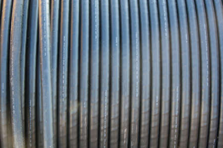 Electricity cable on wooden spoolの写真素材