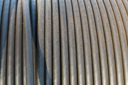 Electricity cable on wooden spoolの写真素材