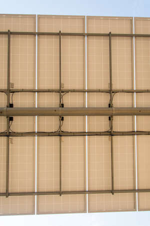 Under solar panel in solar farmの写真素材