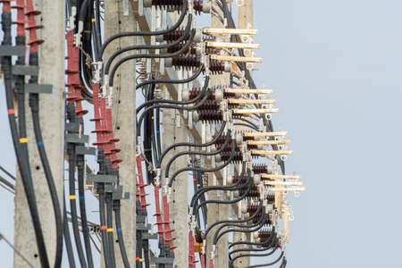 Part of electricity equipment on postの写真素材