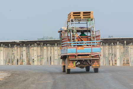 The farm tractor in feildのeditorial素材