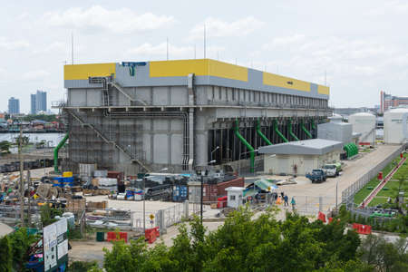 Nonthaburi, Thailand - June 11 2016 : Water cooling tower in power plantのeditorial素材