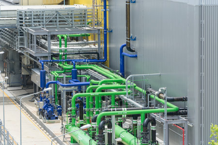 Equipment in power plant for power transferの写真素材