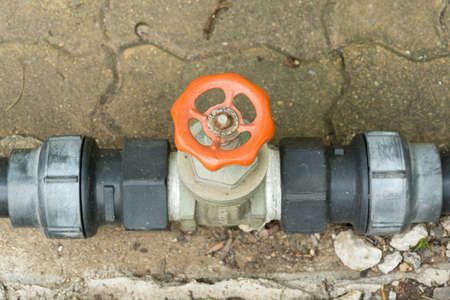 PE Pipe with gate valveの写真素材