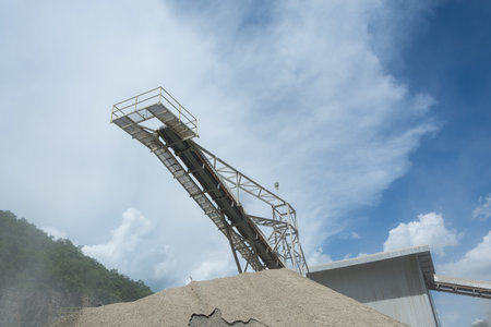Lorry in quarry plant  with very dusty