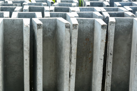 Concrete drainage pipes for industrial building constructionの写真素材