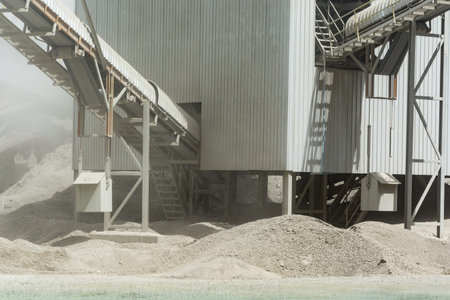 Lorry in quarry plant  with very dustyの写真素材
