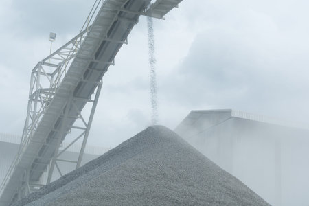 Lorry in quarry plant  with very dustyの写真素材