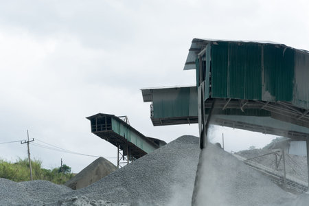 Lorry in quarry plant  with very dustyの写真素材