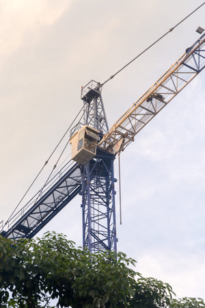 Tower crane in construction siteの写真素材