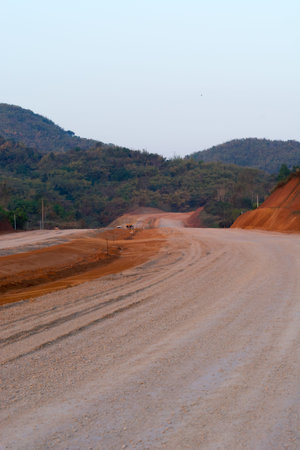 Road under construction,Construction siteの写真素材