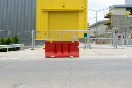 Barriers blocking on the roadの写真素材