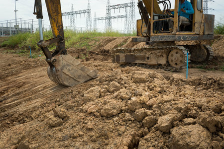Soil excavation on construction site