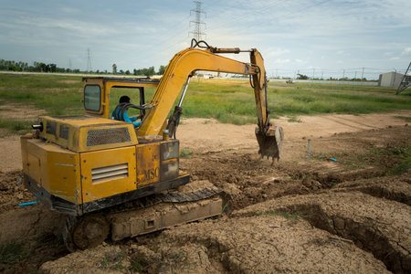 Soil excavation on construction site