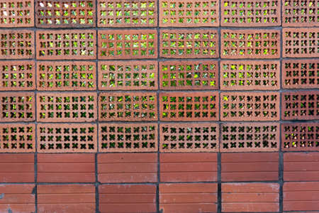 Red brickwall close up backgroundの写真素材