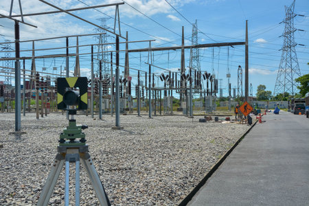 Reflector survey equipment in construction site