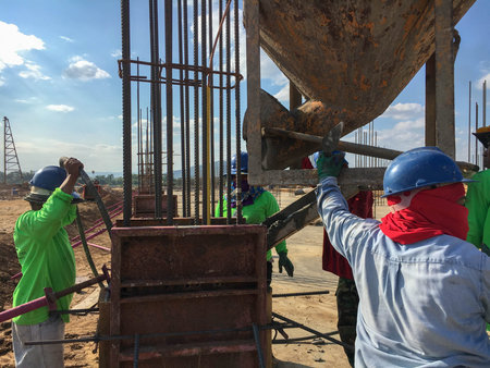 Labor working at construction siteの写真素材