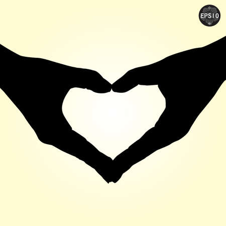 Silhouette hand in love shape,vector,eps10のイラスト素材