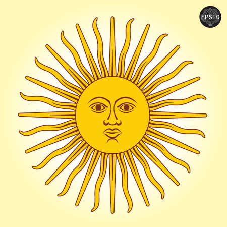 Vector illustration of Sun with facesのイラスト素材
