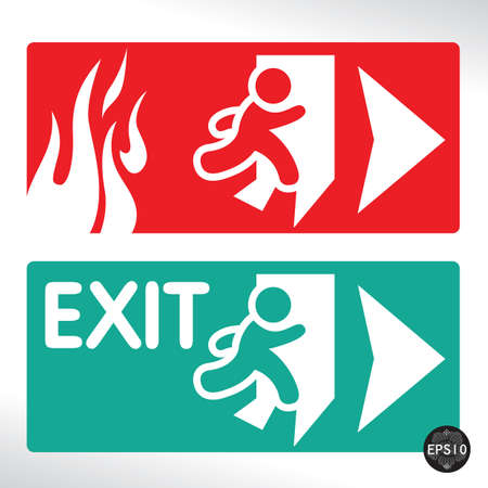 Emergency fire exit door and exit door, Vector, Illustratorのイラスト素材