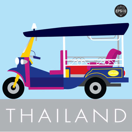 Thai traditional Tuk Tuk in Bangkok of Thailand, Vectorのイラスト素材