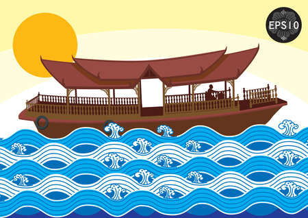 The Boat in tradition art of thailand, Vectorのイラスト素材