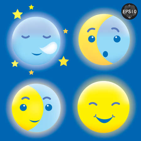 Sleeping and Smiling Moonのイラスト素材