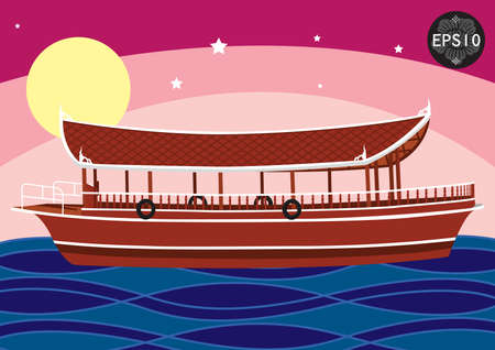 The Boat in tradition art of Thailand, Vectorのイラスト素材