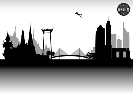BANGKOK CITY SKYLINE, CONTEMPORARY CITY, THAILAND, Vectorのイラスト素材