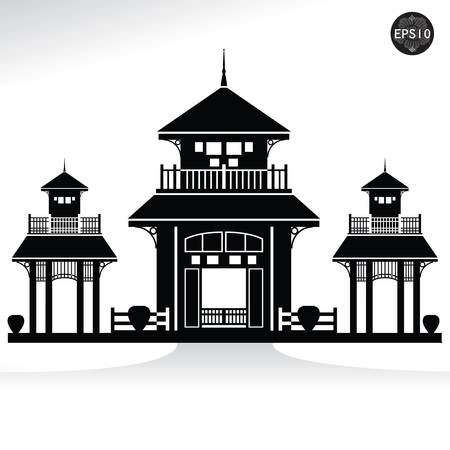 Thai vintage pavilion Vector illustration isolated on white backgroundのイラスト素材