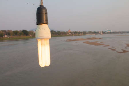 Lamp and riverの写真素材