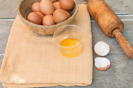 Egg on wood table